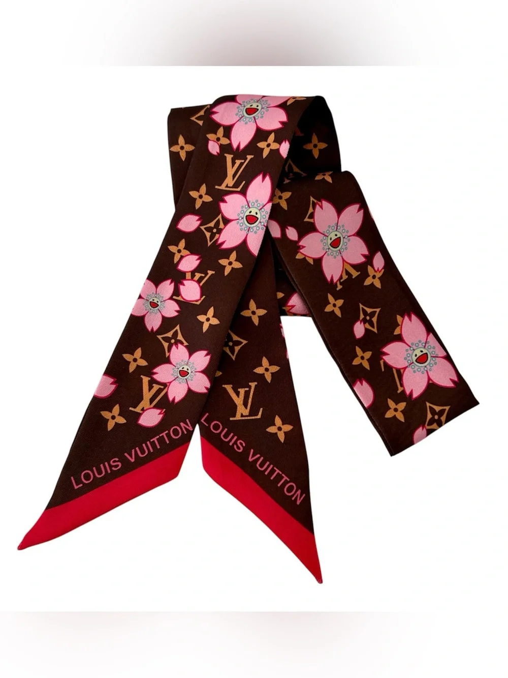 LOUIS VUITTON LV X Takashi Murakami Silk Monogram Cherry Blossom Bandeau - Tan